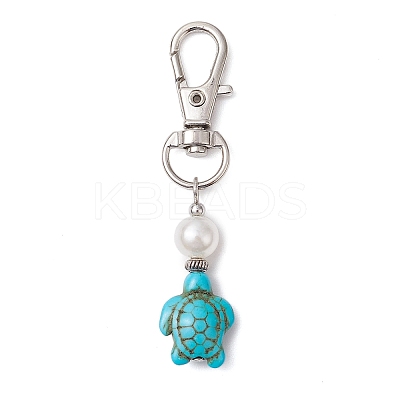 Sea Turtle Synthetic Howlite & Turquoise Pendant Decorations HJEW-JM02381-1