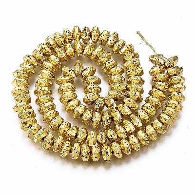 Electroplated Natural Lava Rock Beads Strands G-T114-66G-1
