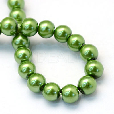 Baking Paint Pearlized Glass Pearl Round Bead Strands HY-Q330-8mm-13-1