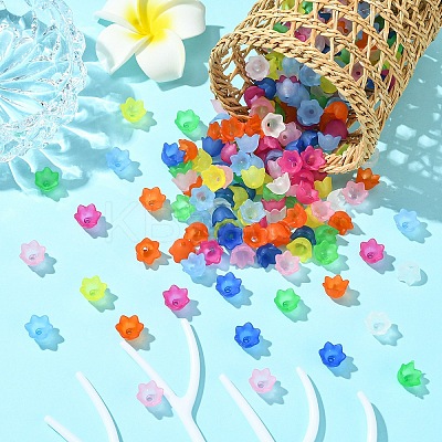 200Pcs 8 Colors Transparent Acrylic Bead Caps TACR-YW0002-20-1