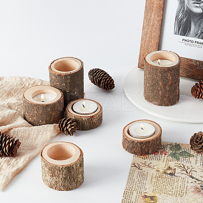 6Pcs 3 Styles Wood Candle Holders AJEW-GA0007-56-1