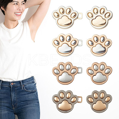 16Pcs 4 Colors Cat's Paw Print Alloy Button Pins for Jeans BUTT-GO0002-06-1