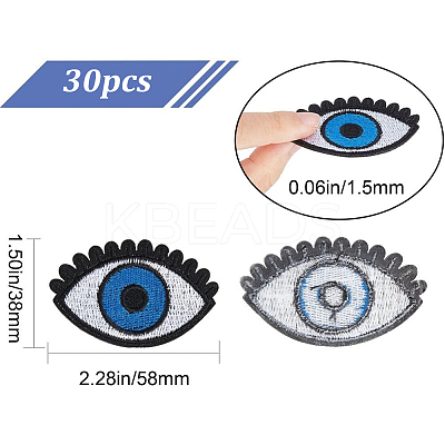 30Pcs Evil Eye Computerized Embroidery Cloth Iron on Patches PATC-GF0001-69-1