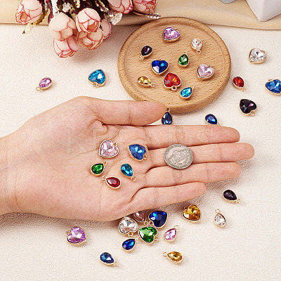 40Pcs 20 Styles Faceted Glass Rhinestone Pendants GLAA-TA0001-44-1