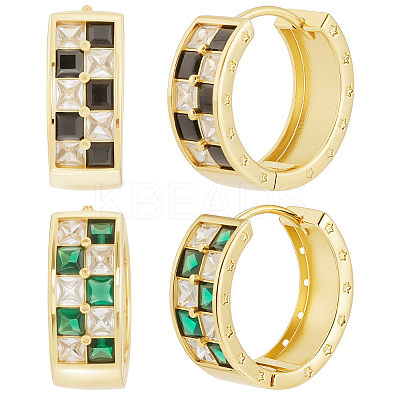 2 Pairs 2 Colors Rack Plating Brass Hoop Earrings EJEW-BBC0002-11-1
