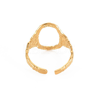 Ion Plating(IP) 304 Stainless Steel Open Oval Wide Cuff Ring for Women LS-X-RJEW-S405-167G-1