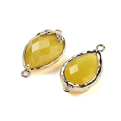 Natural Jade Faceted Teardrop Connector Charms G-B081-03G-07-1