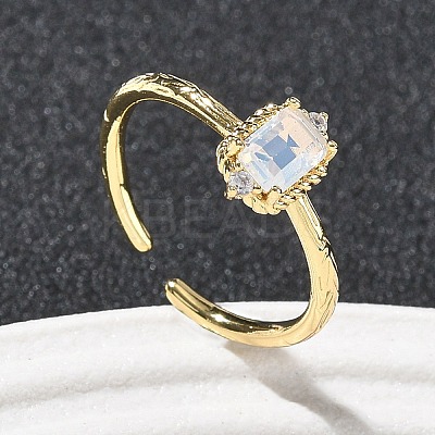 Rectangle Brass Micro Pave Cubic Zirconia Cuff Rings RJEW-Z111-04G-1