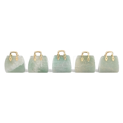Natural Green Aventurine Brass Pendants KK-E274-01G-14-1