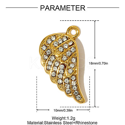 304 Stainless Steel Rhinestone Pendants STAS-OY005-43G-1