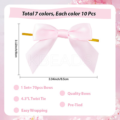 70Pcs 7 Colors Polyester Bowknot DIY-CP0011-47-1