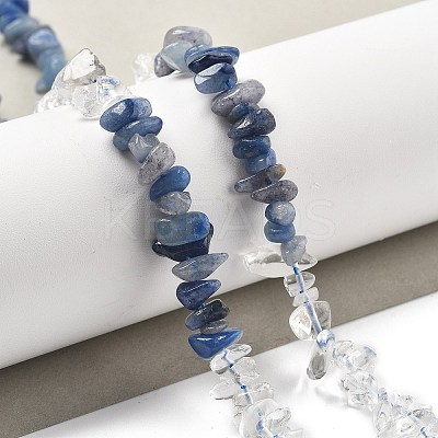 Natural Quartz Crystal & Blue Aventurine(Dyed & Heated) Beads Strands G-L610-A28-01-1