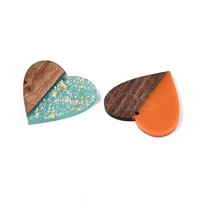 Opaque Resin and Walnut Wood Pendants RESI-T060-16M-1