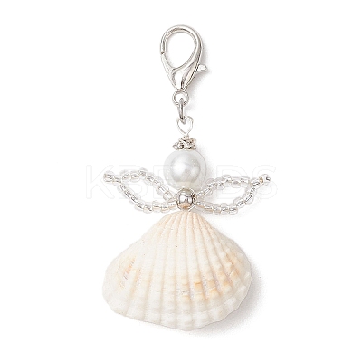 Angel Clam Shell Pendant Decoration HJEW-MZ00246-02-1