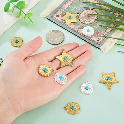 9Pcs 3 Styles Synthetic Turquoise Pendants STAS-TA0006-41-1