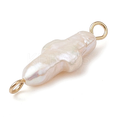 Natural Keshi Pearl Cross Links Connector Charms PALLOY-JF02822-1