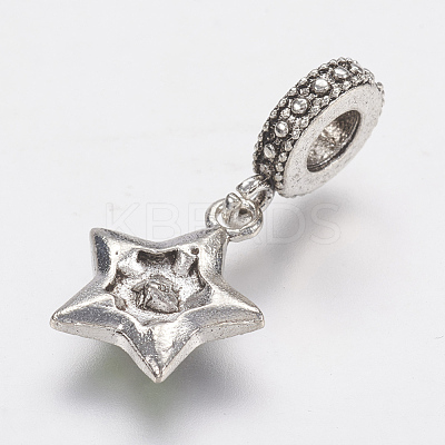 Tibetan Style Alloy Rhinestone European Dangle Charms X-PALLOY-F202-20-1
