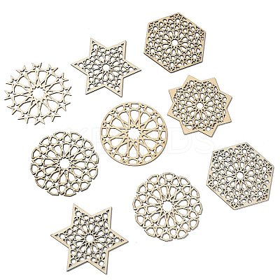 12Pcs 6 Styles Wood Cup Mats AJEW-CJ0001-37-1