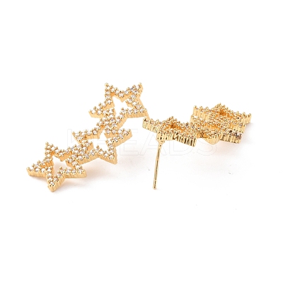 Star Long Brass Earrings ZIRC-Z018-23G-1