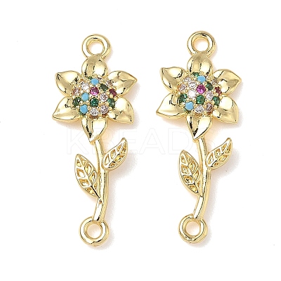 Brass Pave Colorful Cubic Zirconia Connector Charms KK-L253-21G-01-1
