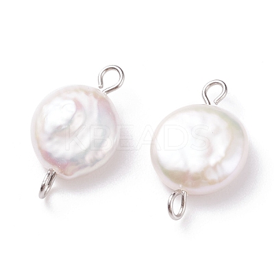 Natural Baroque Pearl Keshi Pearl Connector Charms PALLOY-JF01495-01-1