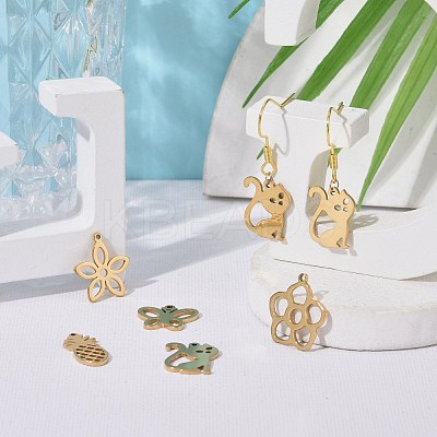 100Pcs 10 Style 304 Stainless Steel Pendants STAS-LS0001-32G-1