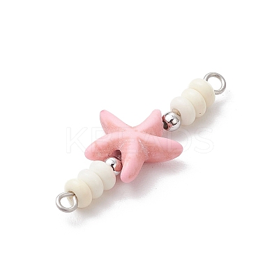 10Pcs 2 Styles Dyed Synthetic Turquoise Starfish Turtle Rondelle Beaded Connector Charms PALLOY-JF04058-1
