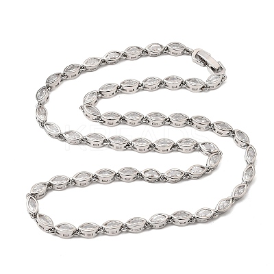 Brass Micro Pave Cubic Zirconia Geometric Tennis Necklaces NJEW-C121-02C-P-1