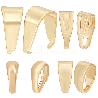 200Pcs 4 Styles Brass & 201 Stainless Steel Snap on Bails KK-BBC0008-11-1