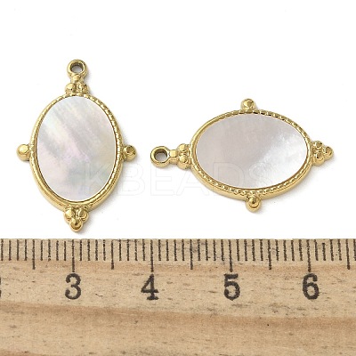 Oval 304 Stainless Steel Natural Paua Shell/White Shell Pendants Ion Plating(IP) STAS-U037-08G-01-1