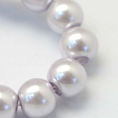 Baking Paint Pearlized Glass Pearl Round Bead Strands X-HY-Q330-8mm-25-1