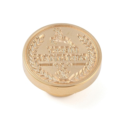 Merry Christmas Wax Seal Brass Stamp Head AJEW-Z031-04G-30-1