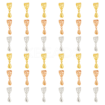 36Pcs 3 Color Filigree Rack Plating Brass Ice Pick Pinch Bails KK-HY0001-83-1