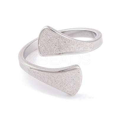 Non-Tarnish 304 Stainless Steel Triangle Open Cuff Ring foe Women RJEW-C086-19-P-1