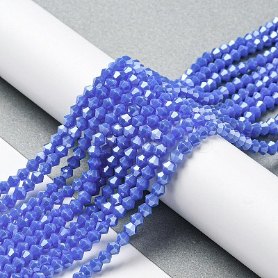 Opaque Solid Color Electroplate Glass Beads Strands EGLA-A039-P4mm-A11-1