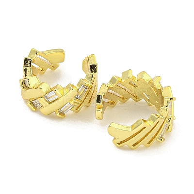 Brass Micro Pave Cubic Zirconia Cuff Earrings EJEW-C104-059G-1