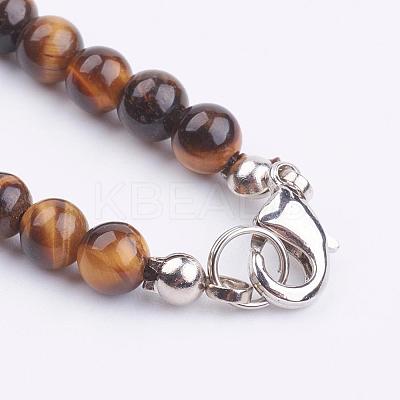Natural Tiger Eye Beaded Necklaces NJEW-K083-04-1