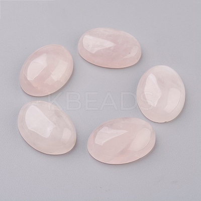 Natural Rose Quartz Flat Back Cabochons G-G741-25x35mm-21-1