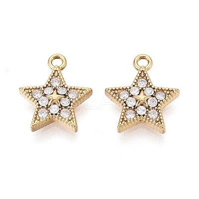 304 Stainless Steel Micro Pave Cubic Zirconia Charms STAS-N115-52G-1