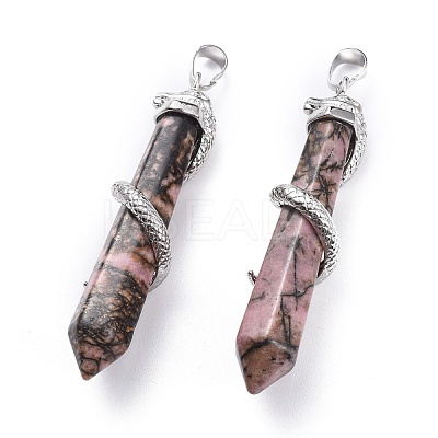 Natural Rhodonite Big Pointed Pendants G-F696-B04-1