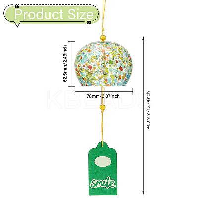 Japanese Glass Polka Dot Half Round Wind Chimes HJEW-WH0069-22B-1