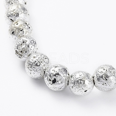 Electroplated Natural Lava Rock Beads Stretch Bracelets BJEW-G623-01S-6mm-1