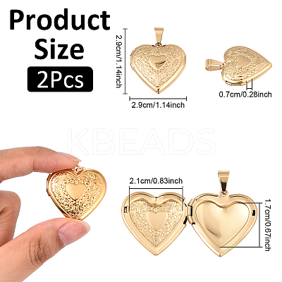 2Pcs 316 Surgical Stainless Steel Locket Pendants STAS-YW0003-16G-1