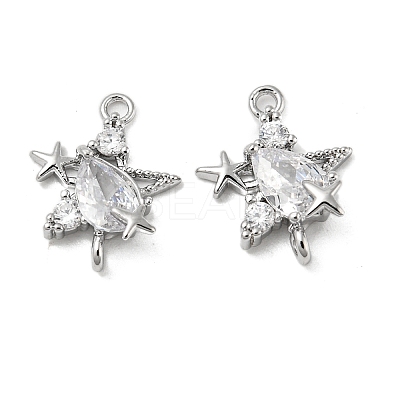 Brass Pave Clear Cubic Zirconia Connector Charms KK-H460-19P-1