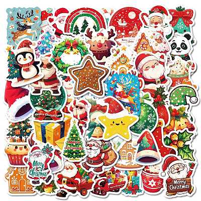 50Pcs Christmas Theme Cartoon Paper Stickers DIY-P085-05-1