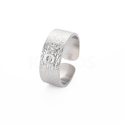 Non-Tarnish 304 Stainless Steel Flat with Word Love Open Cuff Ring for Women RJEW-S405-205P-1