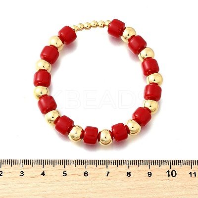 ABS Imitation Pearl Round Beads Stretch Bracelets for Women BJEW-D317-12C-G-1