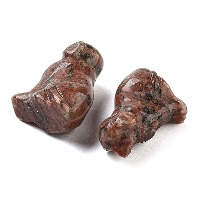 Natural Sesame Jasper Carved Dog Figurines DJEW-L023-A02-1
