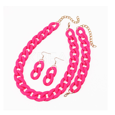 Acrylic Curb Chain Chain Necklaces & Dangle Earrings & Bracelets Sets FS-WGA399B-20-1