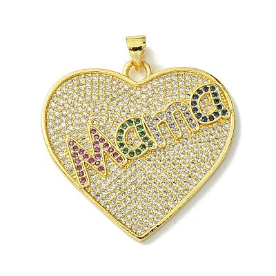 Mother's Day Real 18K Gold Plated Brass Micro Pave Cubic Zirconia Pendants KK-H472-05G-01-1